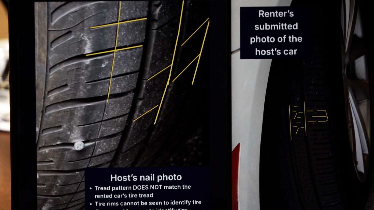 Hope Orr said her side-by-side comparison of the tire photos sent by the Turo host and her own photos shows these are separate tires. A renter says the photographic evidence a Turo host sent as proof that she damaged his car is only proof of fraud. Now she wants him off the platform.