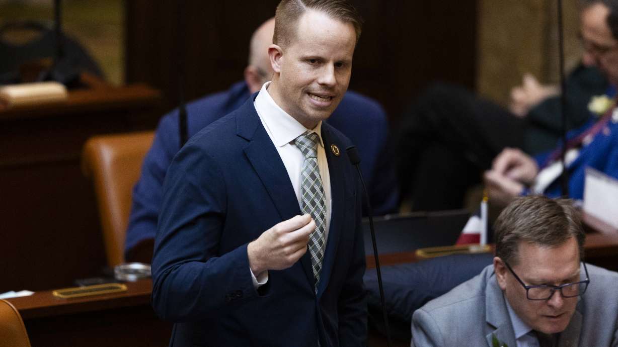 Former Rep. Trevor Lee, R-Layton, at the Capitol in Salt Lake City on Feb. 21, 2025. Lee was ordered to appear in court on Oct. 28 after being charged with four felonies, including communications fraud and mortgage fraud.