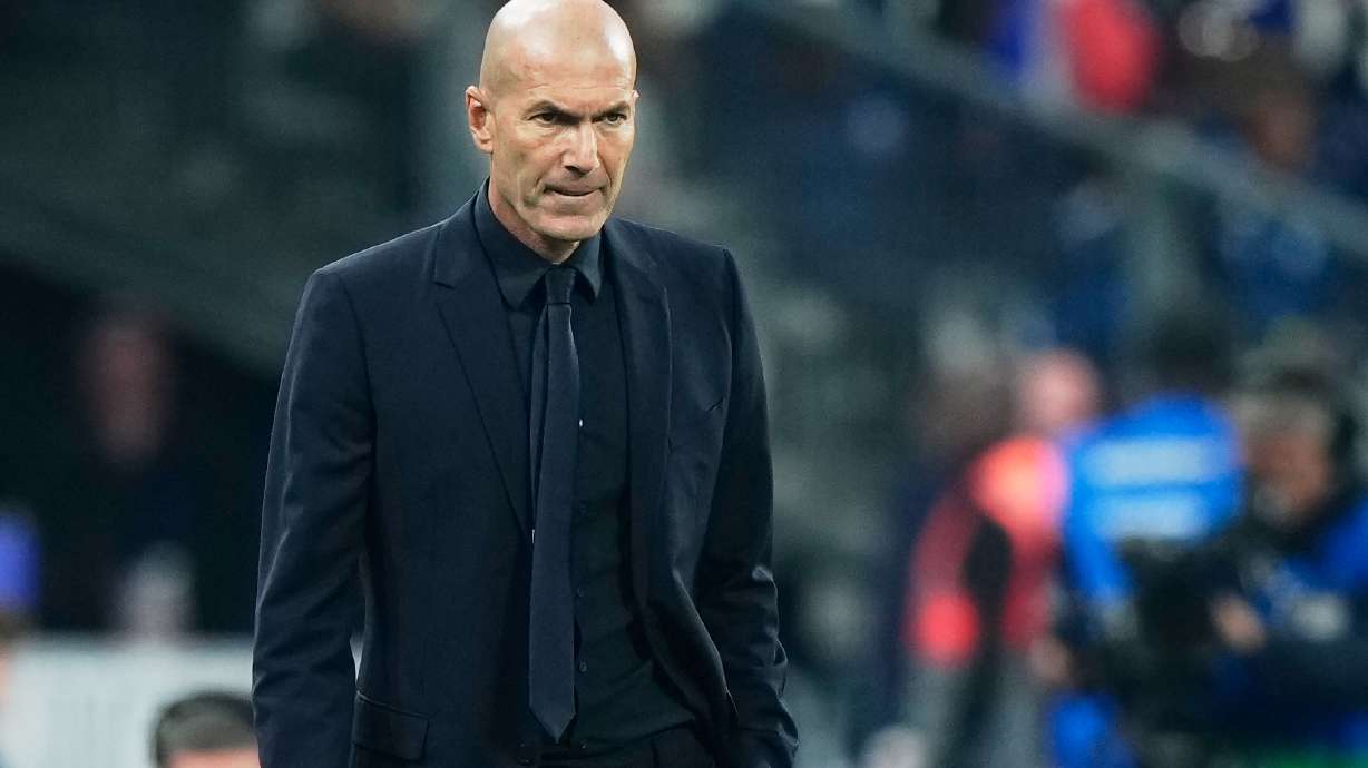 France head coach Zinedine Zidane follows the game during the Nations League soccer match between France and Belgium in Saint-Denis near Paris, Monday, Oct. 5, 2026.