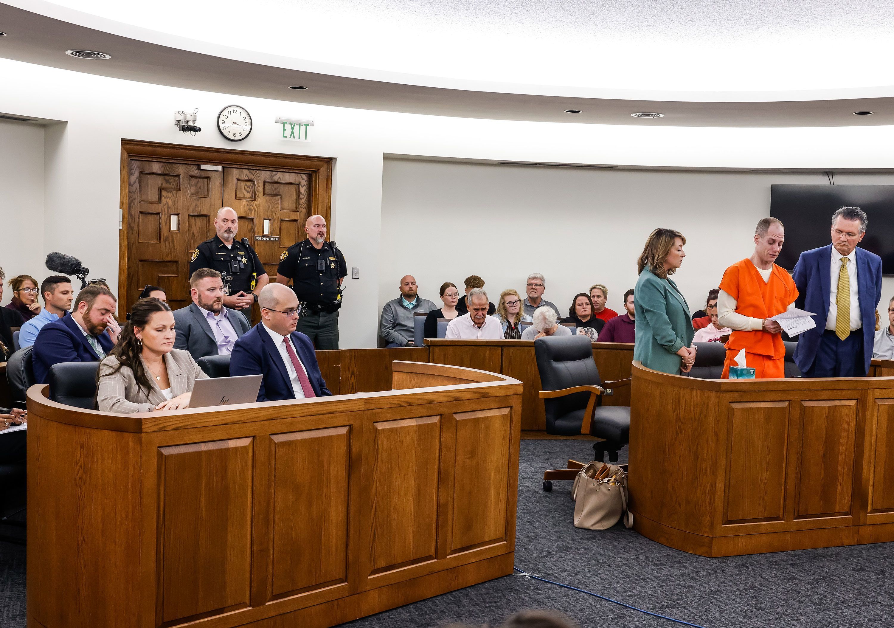 speaks at his sentencing hearing.