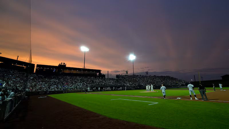 The New York Yankees play the Chicago White Sox during a baseball game, Thursday, Aug. 12, 2021, in Dyersville, Iowa. The Yankees and White Sox are playing at a temporary stadium in the middle of a cornfield at the Field of Dreams movie site, the first Major League Baseball game held in Iowa.