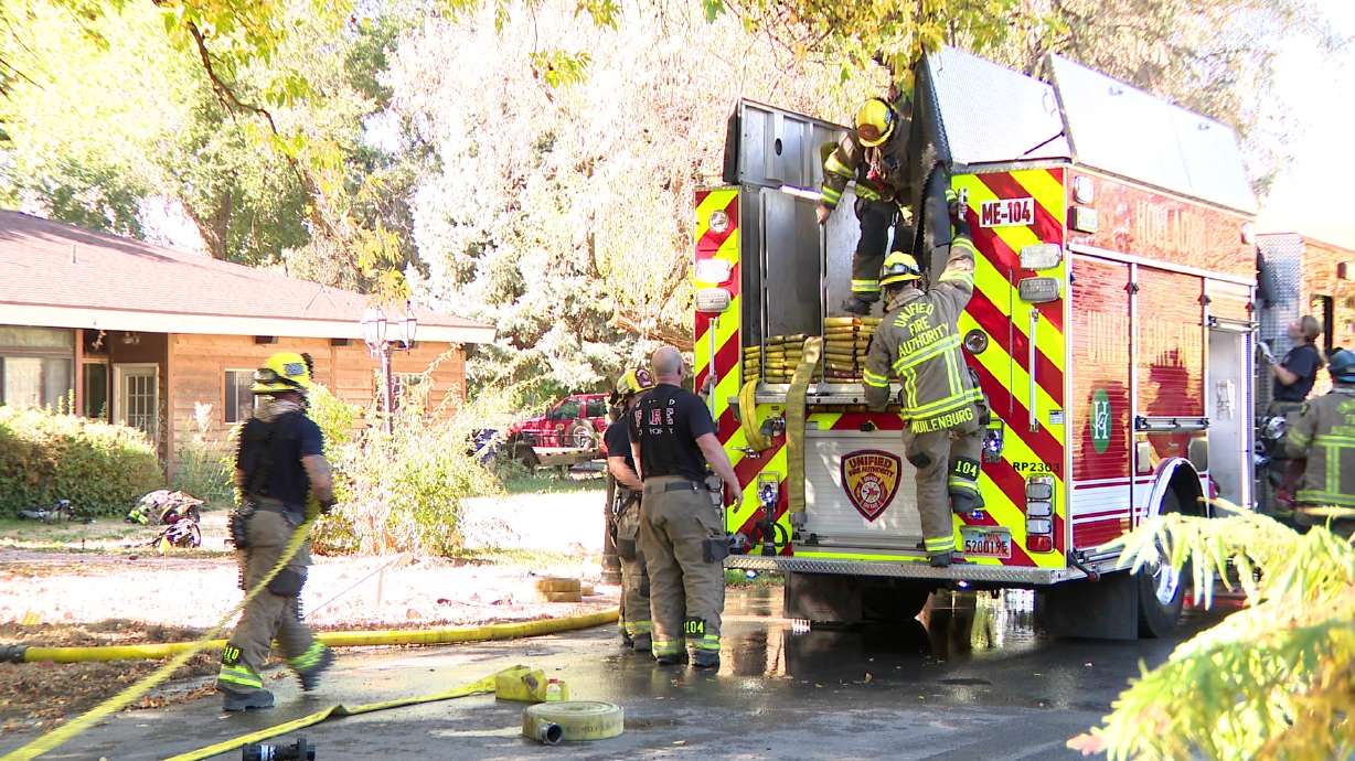 Firefighters from various agencies train on a vacant home in Holladay that was slated for demolition.