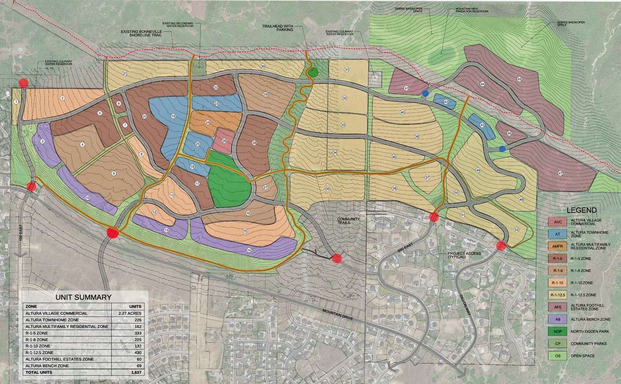 A 500-acre, 1,637-unit development proposal on the mountainside overlooking North Ogden has sparked concern among some. The planning document from the city of North Ogden shows the proposed development area.