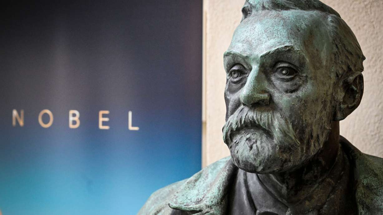 Photo: ksl.com A bust of Alfred Nobel on display following a press conference to announce the Nobel Committee for Physiology or Medicine at
