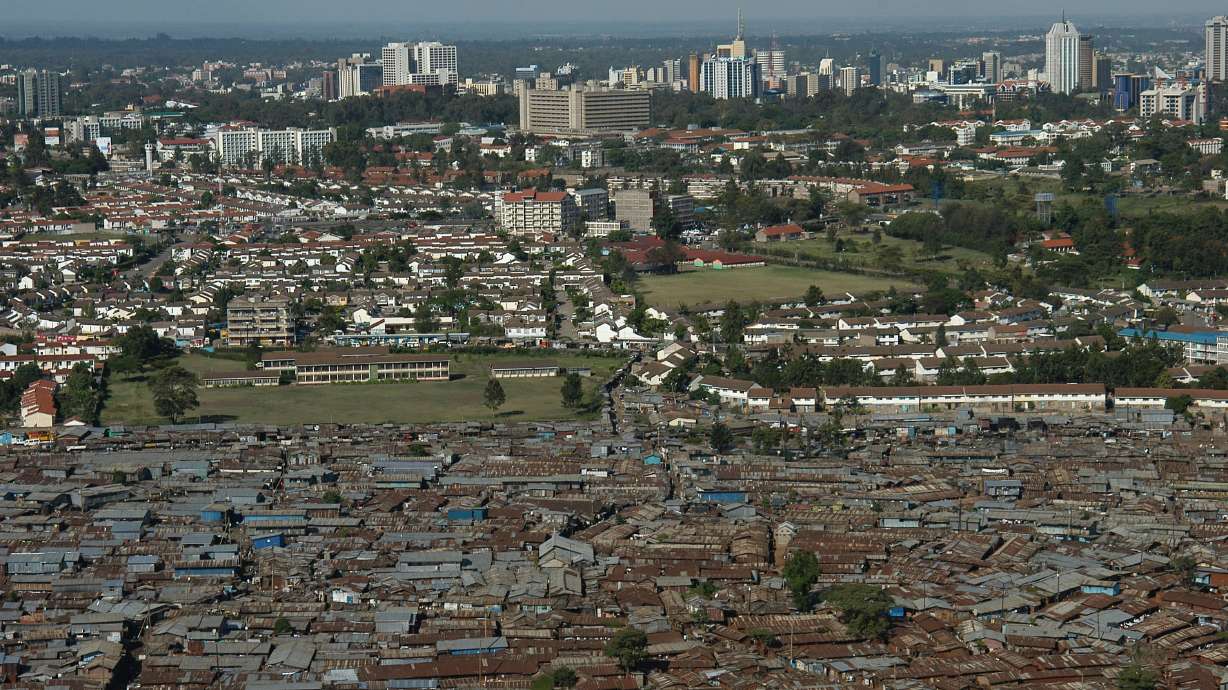 An aerial view of the slum of Kibera with the Nairobi skyline in the background, Kenya, Jan. 4, 2008. A Kenyan citizen who had been living in Congo before returning to Nairobi over the weekend became Kenya's first confirmed case of Ebola and the country's first death from the disease in the fast-moving outbreak.