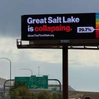 Group launches another billboard showing Great Salt Lake's 'dire' conditions