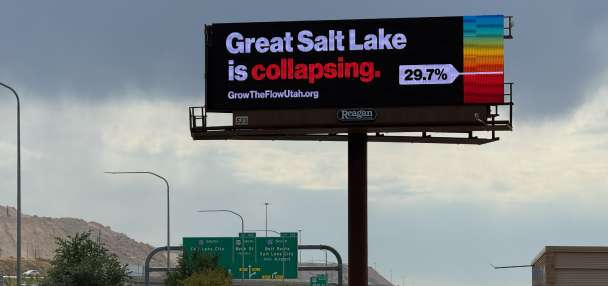 Group launches another billboard showing Great Salt Lake's 'dire' conditions