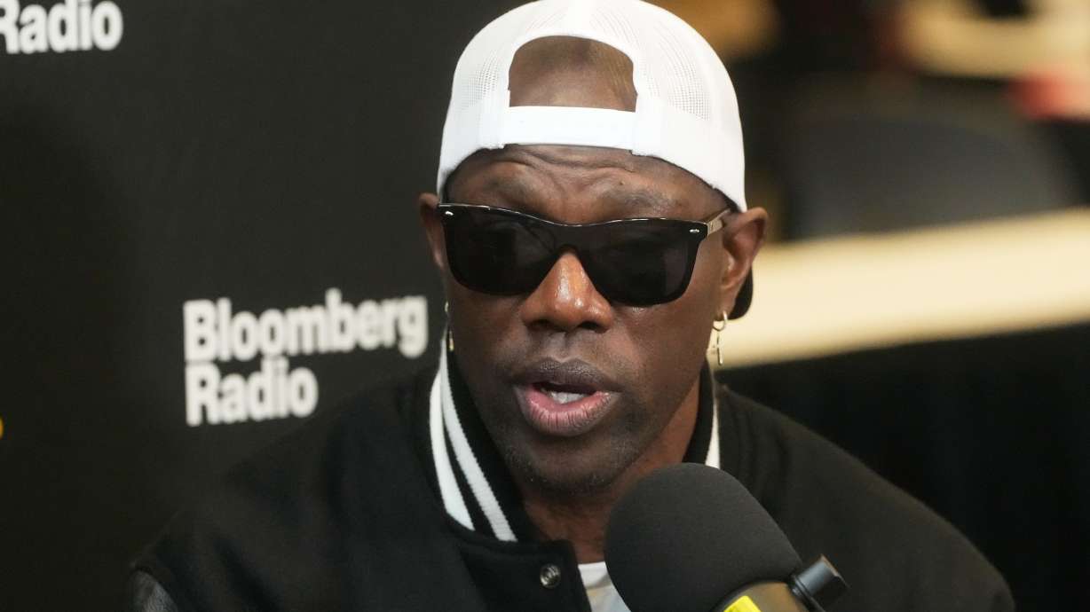 FILE - Former NFL football player Terrell Owens speaks at the NFL's Super Bowl Radio Row in San Francisco, Feb. 4, 2026.