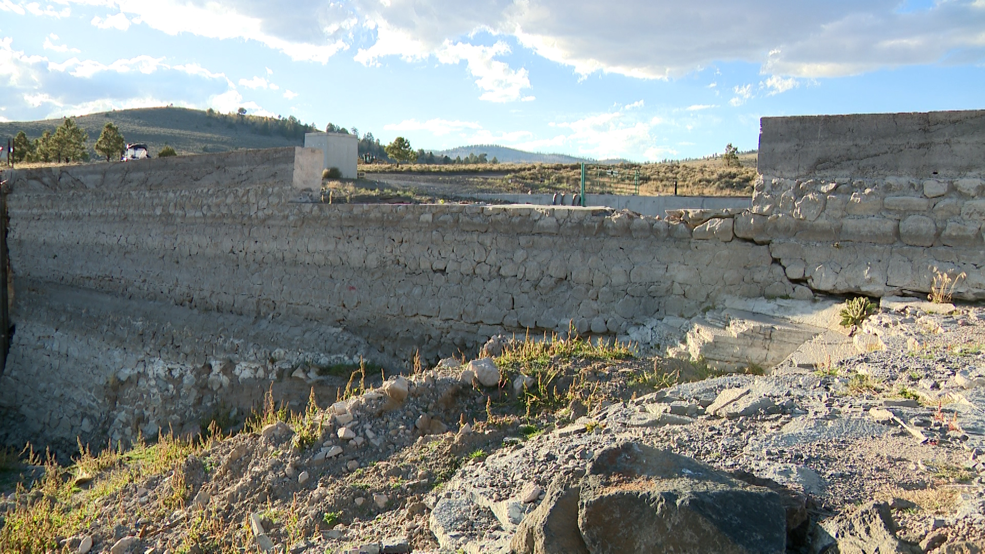 Damage to the old Panguitch Lake Dam is pictured.