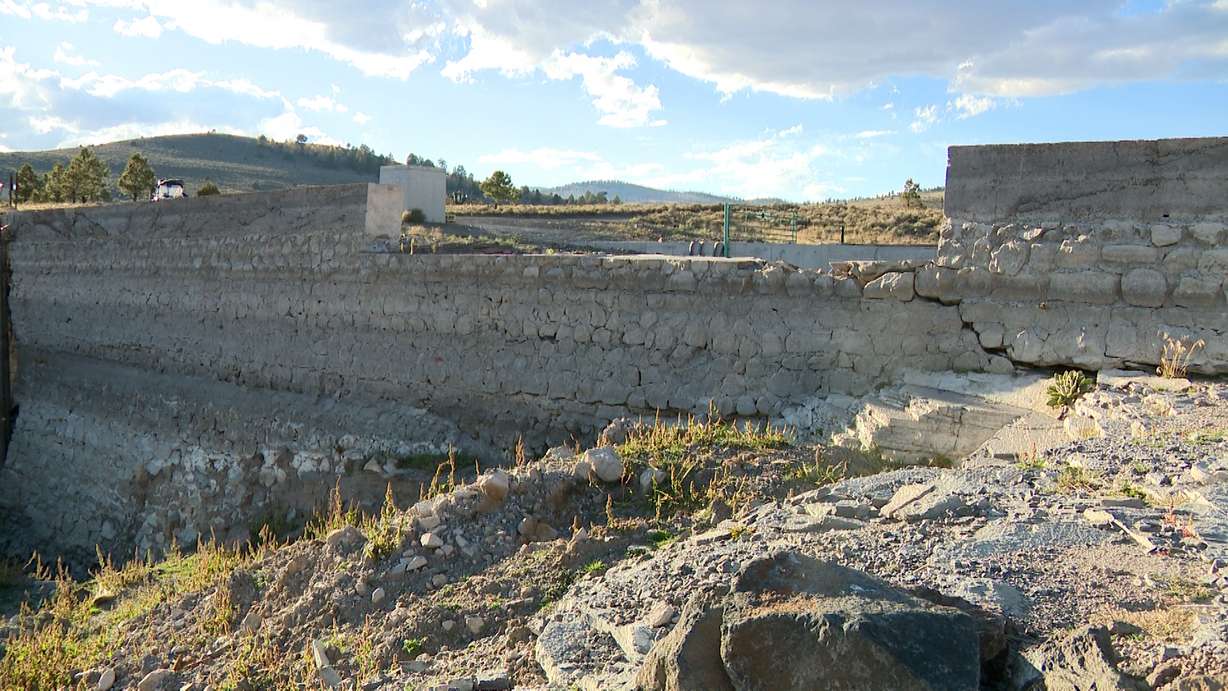 Damage to the old Panguitch Lake Dam is pictured.