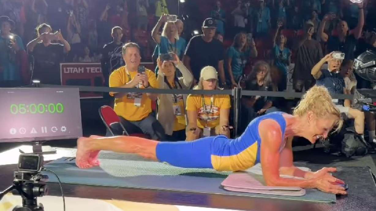 Jean Wilde, 61, broke the world record for the longest female abdominal plank at the Huntsman World Senior Games on Tuesday after holding the position for five full hours.