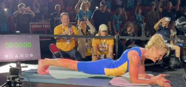 61-year-old woman holds 5-hour plank — a new world record — at Huntsman World Senior Games