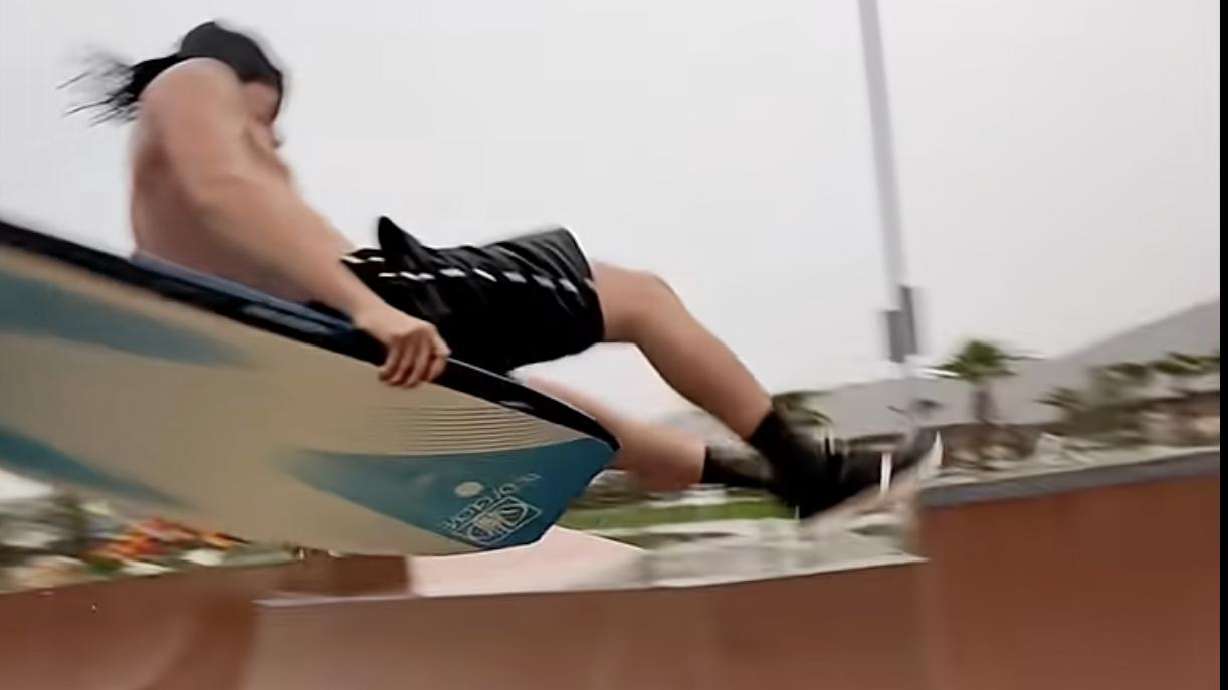 Extreme sports and stunt fanatic Ryan Bean turned a local skate park into an extreme water park.