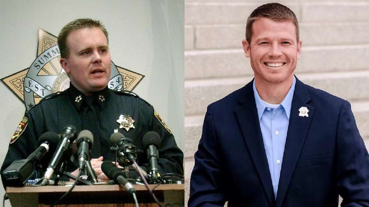 Former Summit County Sheriff Dave Edmunds, left, pictured in 2005, and Wasatch County Sheriff Jared Rigby.