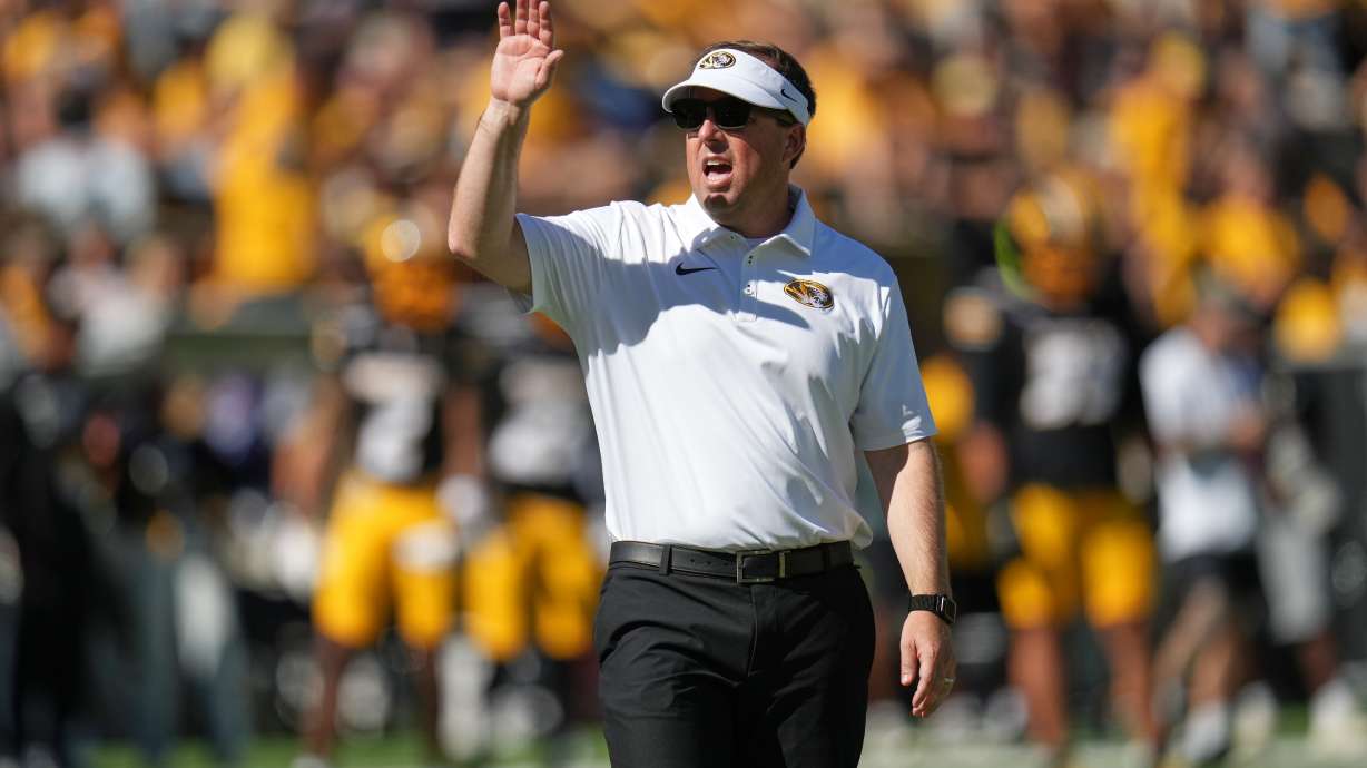 Missouri head coach Eli Drinkwitz is seen before an NCAA college football game against Florida Saturday, Oct. 3, 2026, in Columbia, Mo.