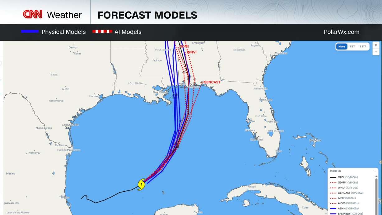 Physics-based weather models and AI weather models differ in their predictions of Isaias' track and have had different projections for intensity, as well.
