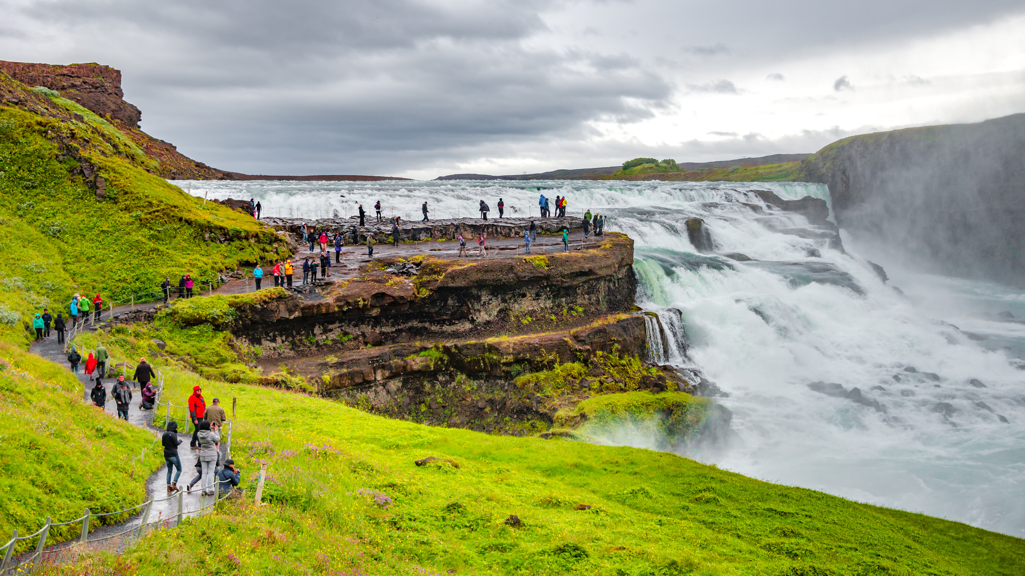 Gullfoss, a Golden waterfall in southwest Iceland.