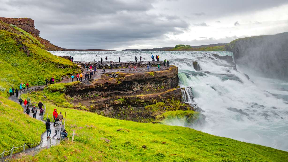 Gullfoss, a Golden waterfall in southwest Iceland.