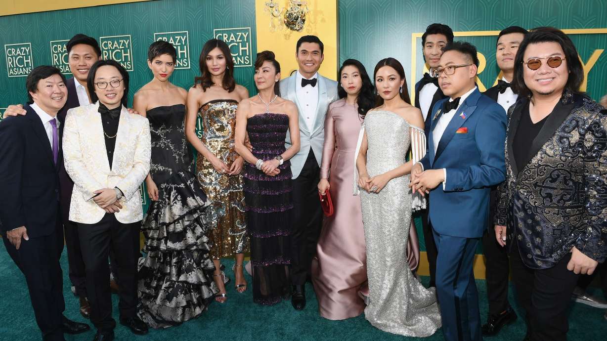 The cast of "Crazy Rich Asians" at the film's 2018 premiere in Hollywood.