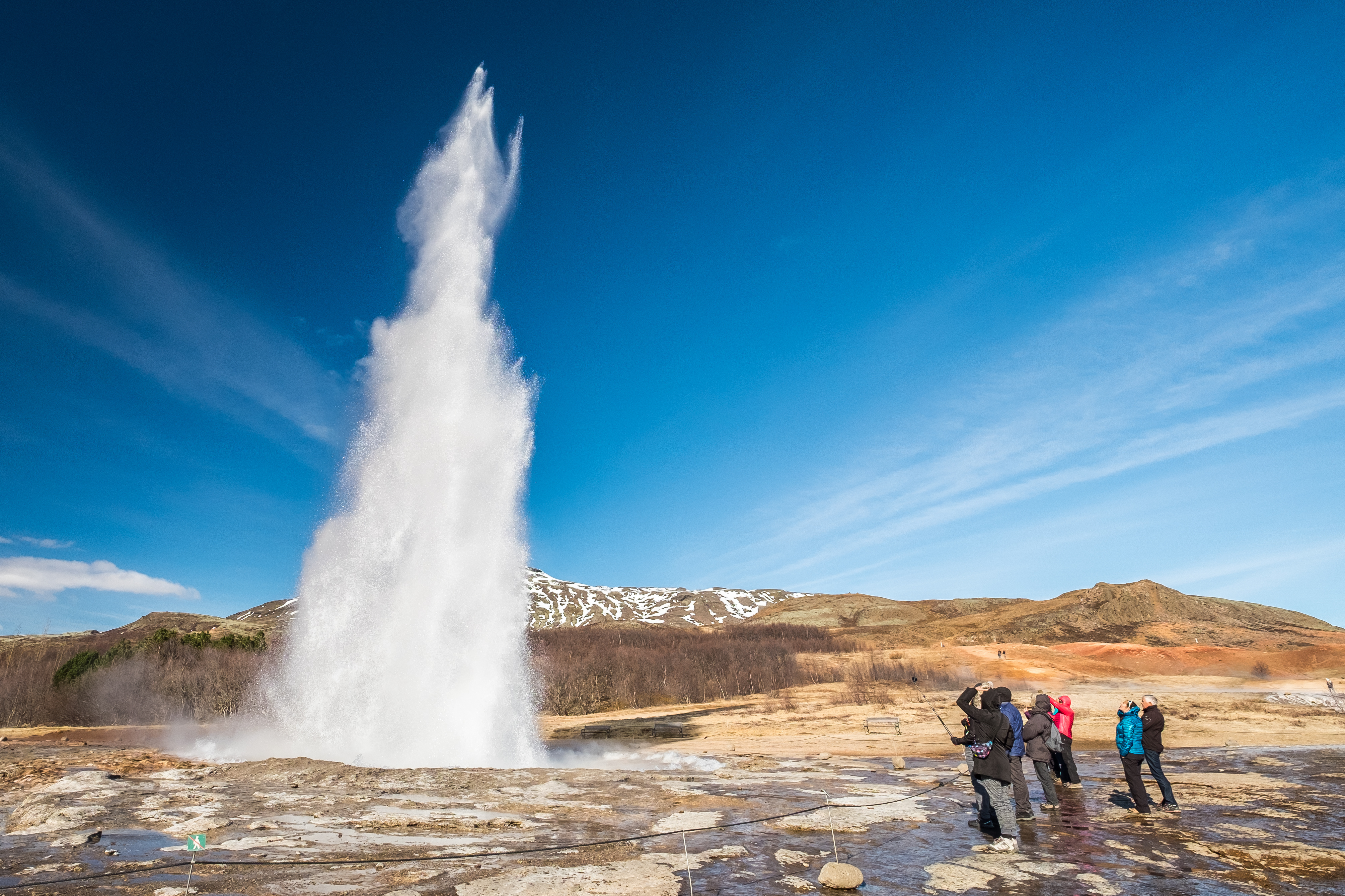 Strokkur geysir eruption on the Golden Circle.