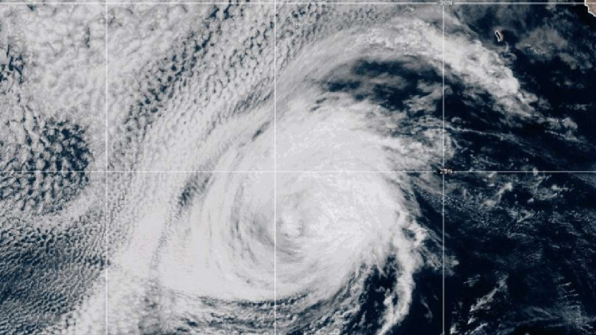 A satellite image of Tropical Storm Rachel nearing the Mexican cost on Friday. Flood watches and wind advisories were issued before remnants of storm are expected to move into Utah this weekend.