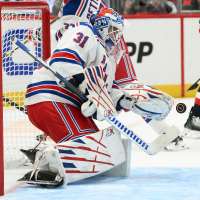 Rangers goalie Igor Shesterkin helped off ice with leg injury after awkward fall against Capitals