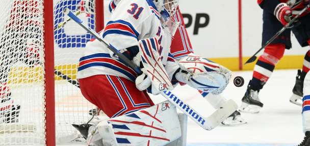 Rangers goalie Igor Shesterkin helped off ice with leg injury after awkward fall against Capitals