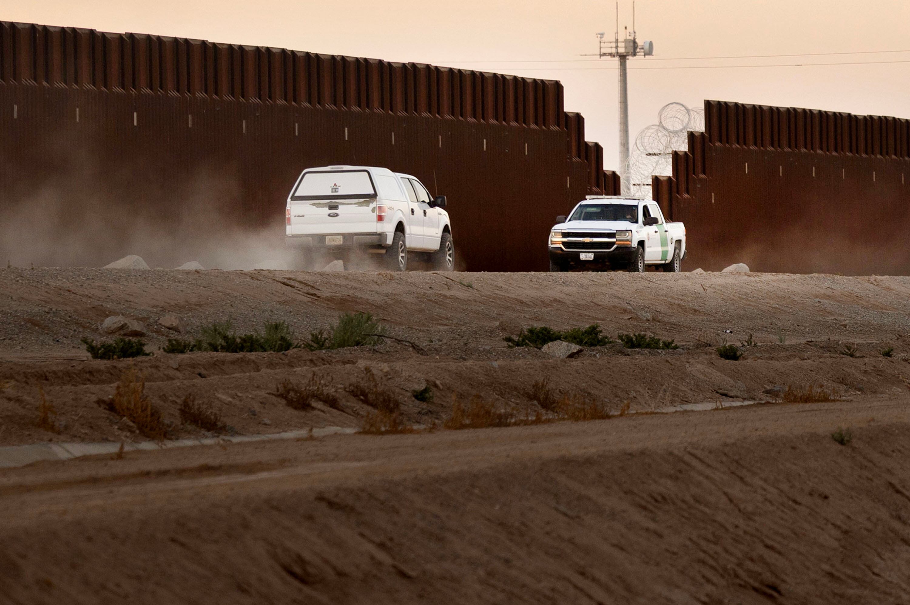 The U.S.-Mexico border wall is pictured in Yuma, Ariz., on March 25. Rep. Blake Moore touted Republicans' delivery on a secure border heading into the midterm elections.