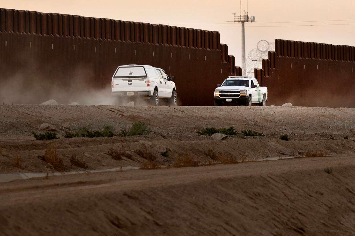 The U.S.-Mexico border wall is pictured in Yuma, Ariz., on March 25. Rep. Blake Moore touted Republicans' delivery on a secure border heading into the midterm elections.