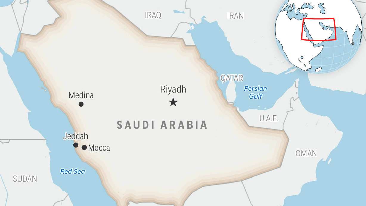 This is a locator map for Saudi Arabia with its capital, Riyadh.