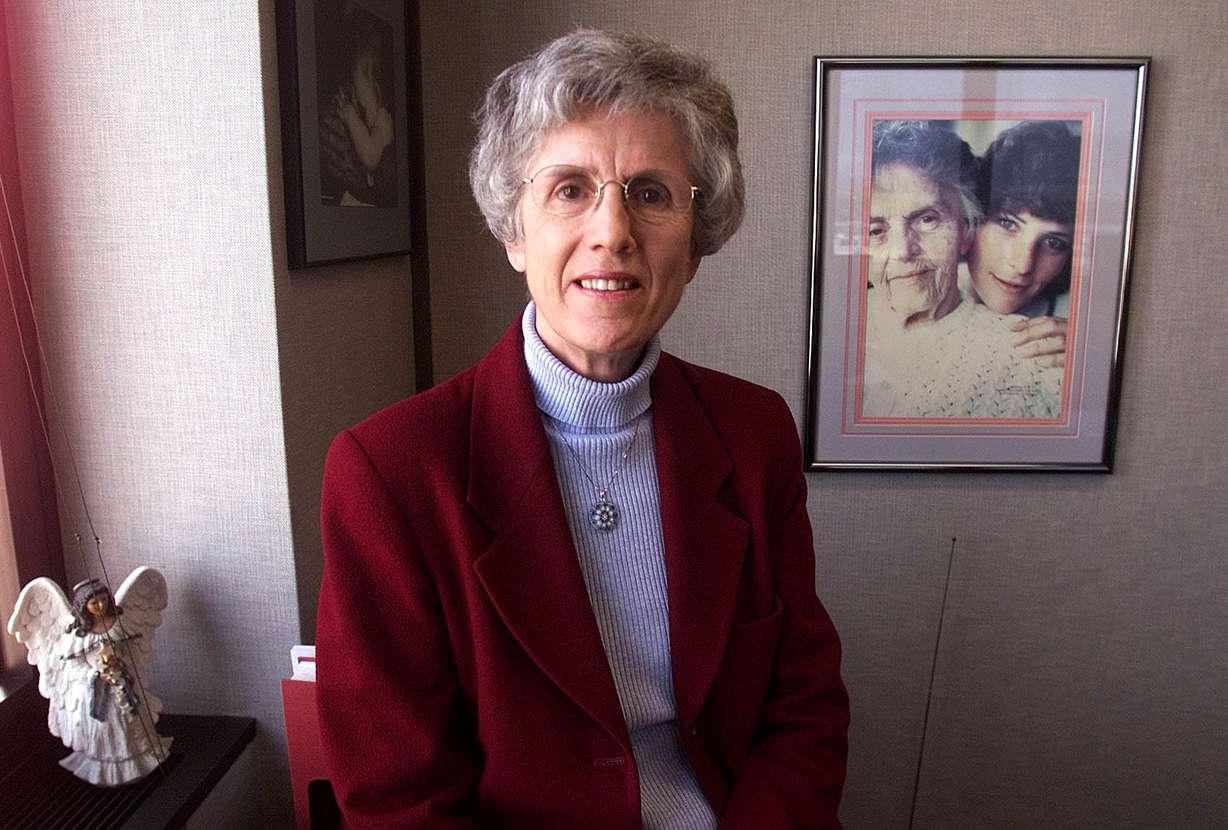Pamela Atkinson, then-vice president of IHC Mission Services, on Nov. 1, 2001. Atkinson died on Saturday at the age of 93.