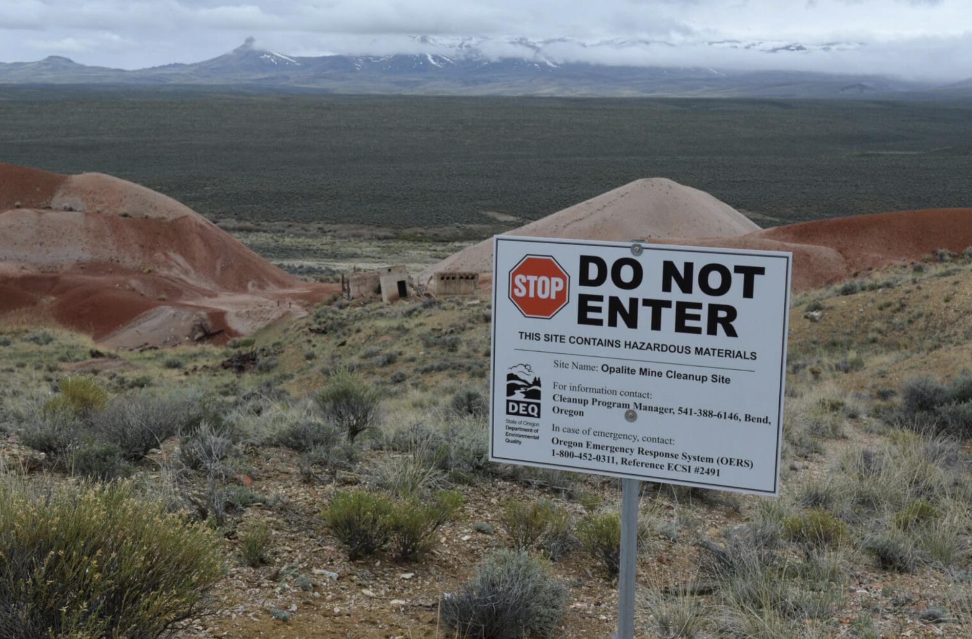 A do not enter sign outside a former mercury mine in the McDermitt Caldera.