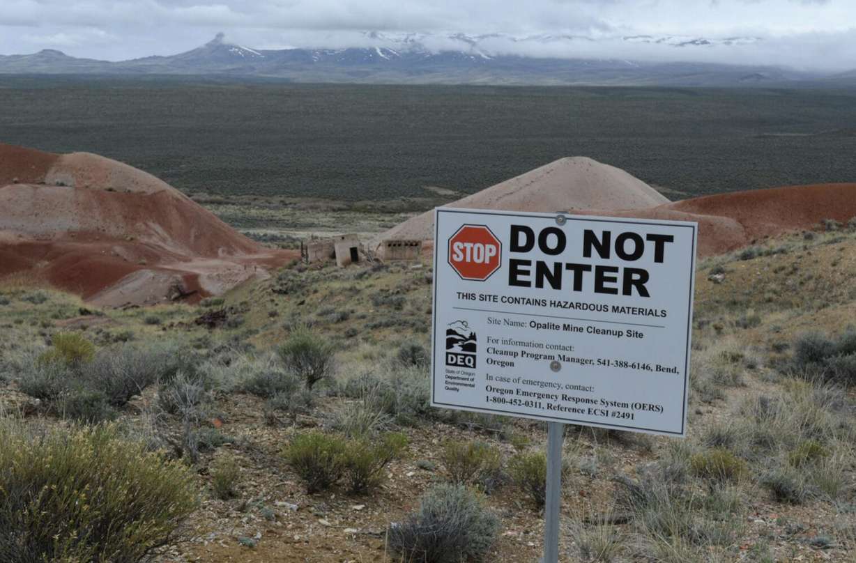 A do not enter sign outside a former mercury mine in the McDermitt Caldera.