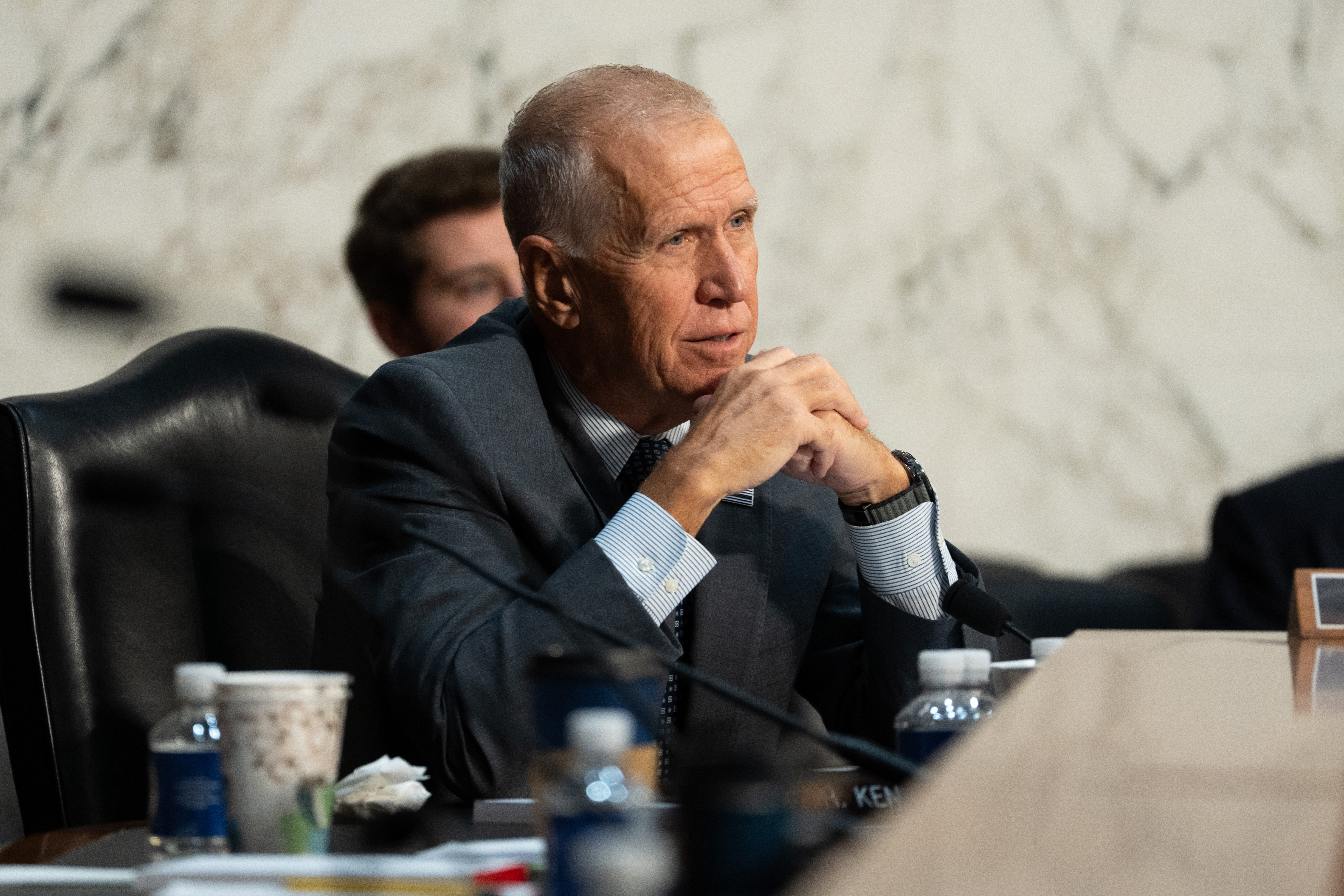 Sen. Thom Tillis, R-N.C., asks former Justice Department special counsel Jack Smith questions at a Senate Judiciary Committee hearing on Capitol Hill, Tuesday, Sept. 29, in Washington.