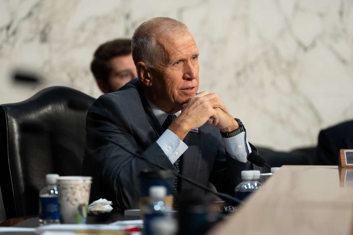 Sen. Thom Tillis, R-N.C., asks former Justice Department special counsel Jack Smith questions at a Senate Judiciary Committee hearing on Capitol Hill, Tuesday, Sept. 29, in Washington.