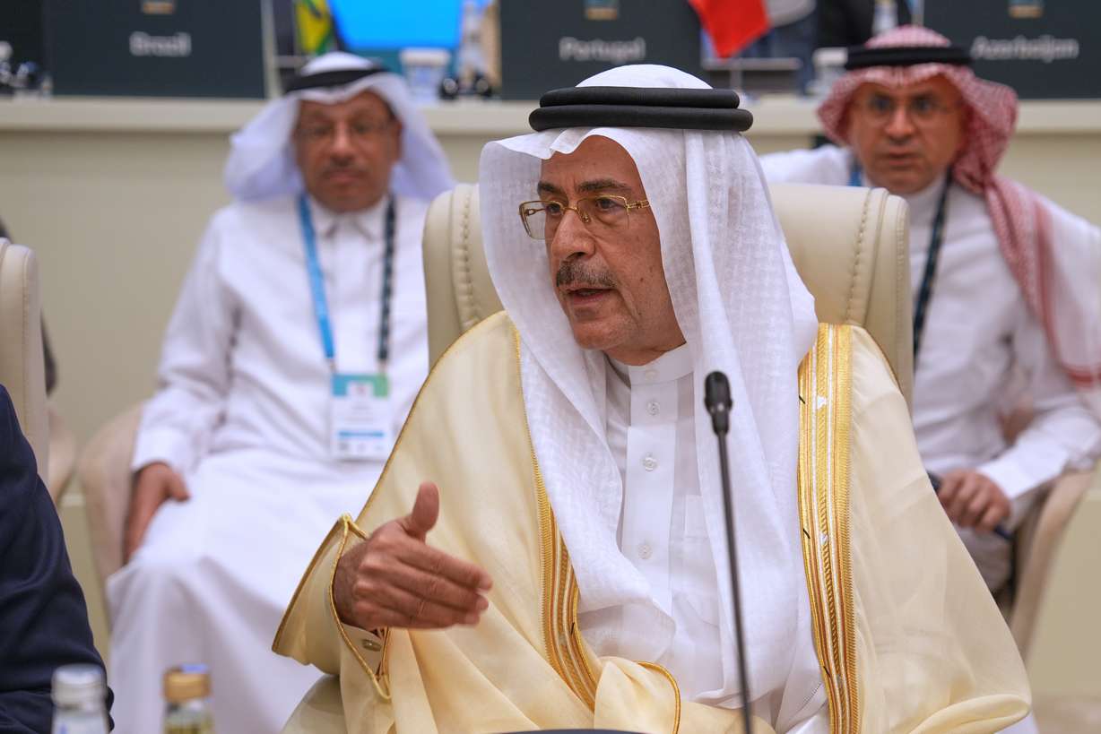 Aramco CEO Amin Al-Nasser attends the 17th Ministerial Meeting of the International Energy Forum in Riyadh, Saudi Arabia, Sunday. A report said a new Houthi attack on Wednesday hit Al-Nasser's office.