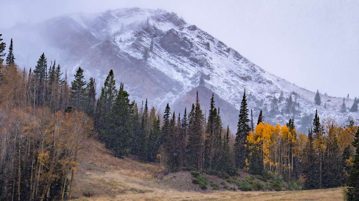 Snow atop Jupiter Peak at Park City Mountain Resort is pictured on Monday. Utah's mountains could receive their first meaningful snowpack of the season this week.
