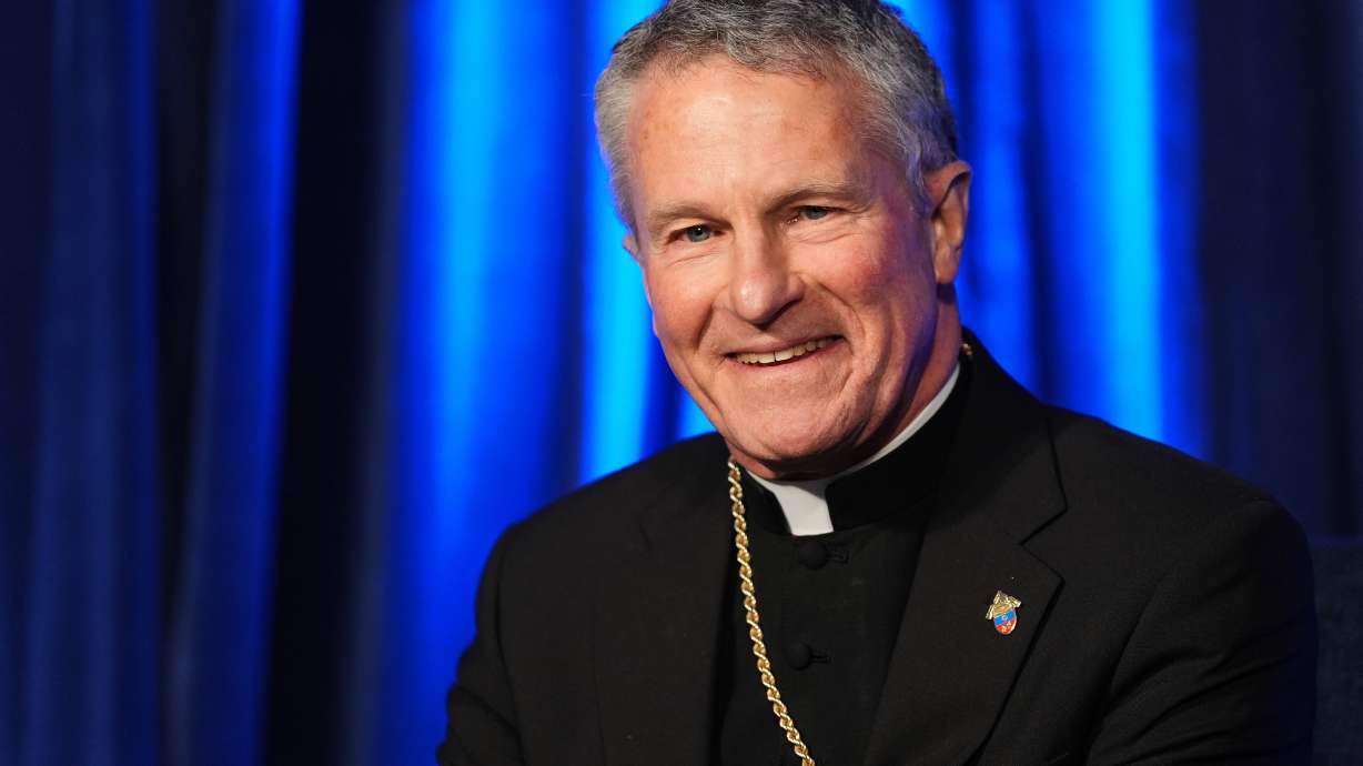 Military Services Archbishop Timothy Broglio, the president of the United States Conference of Catholic Bishops, speaks during a press conference at a plenary assembly in Baltimore on Nov. 11, 2025.