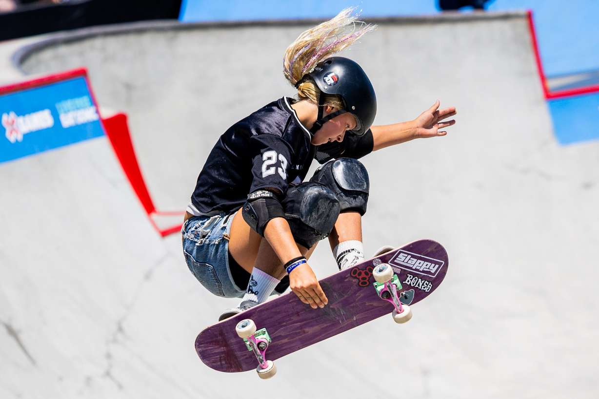 Heili Sirviö competes in the SONIC Women’s Skateboard Park at the X Games Salt Lake City 2025 at the Utah State Fairpark in Salt Lake City on June 27, 2025. Sirviö won first place in the competition.