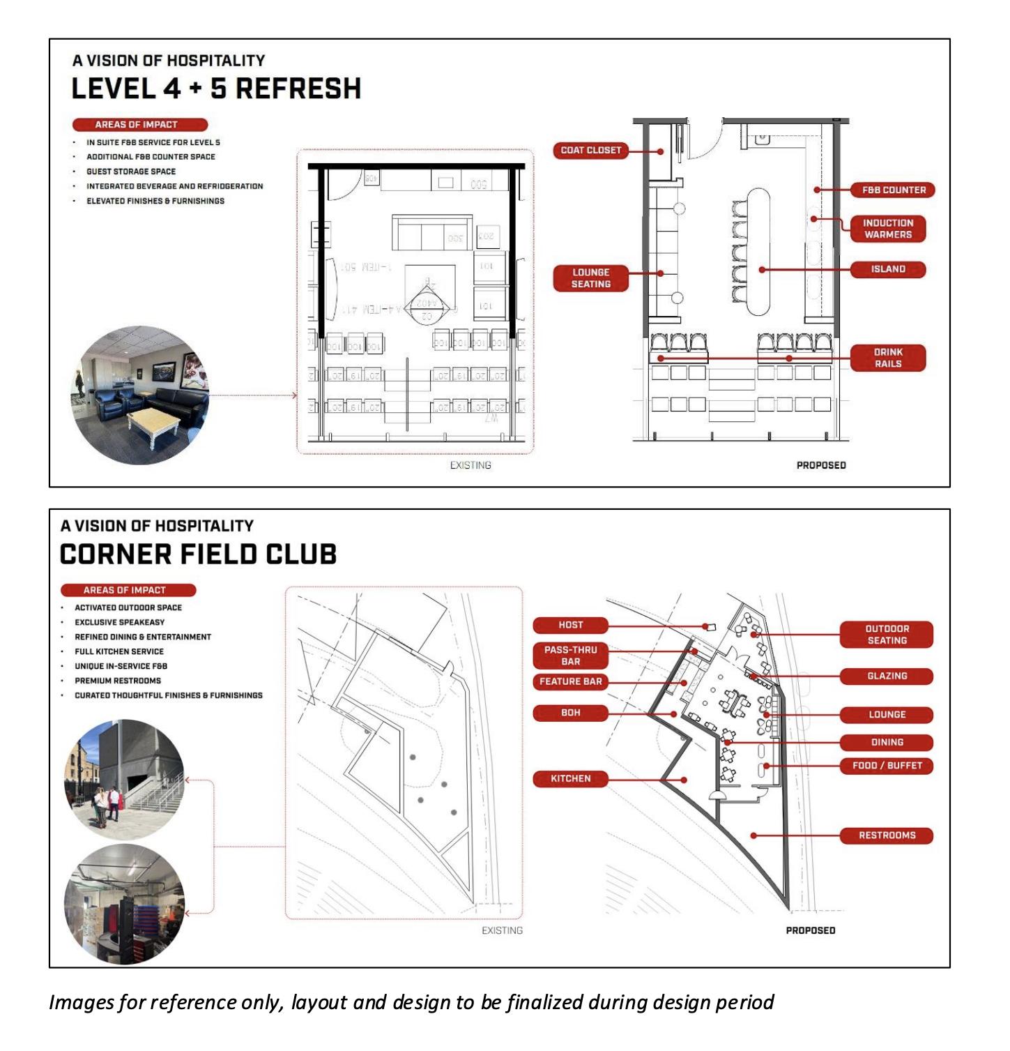A rendering shows conceptual floor plans for renovations to Rice-Eccles Stadium.