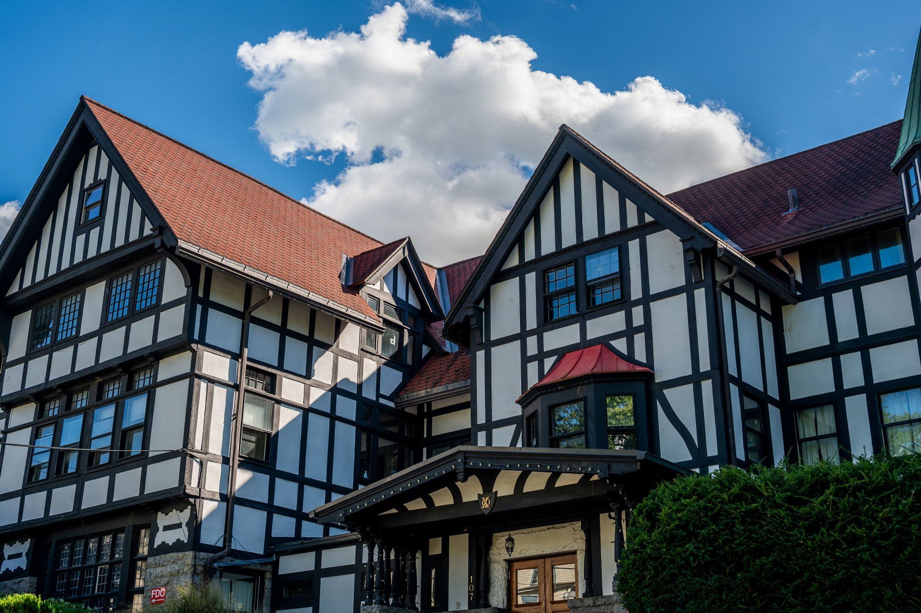 The Chi Phi fraternity house is seen on the campus of Cornell University on October 5, in Ithaca, New York.