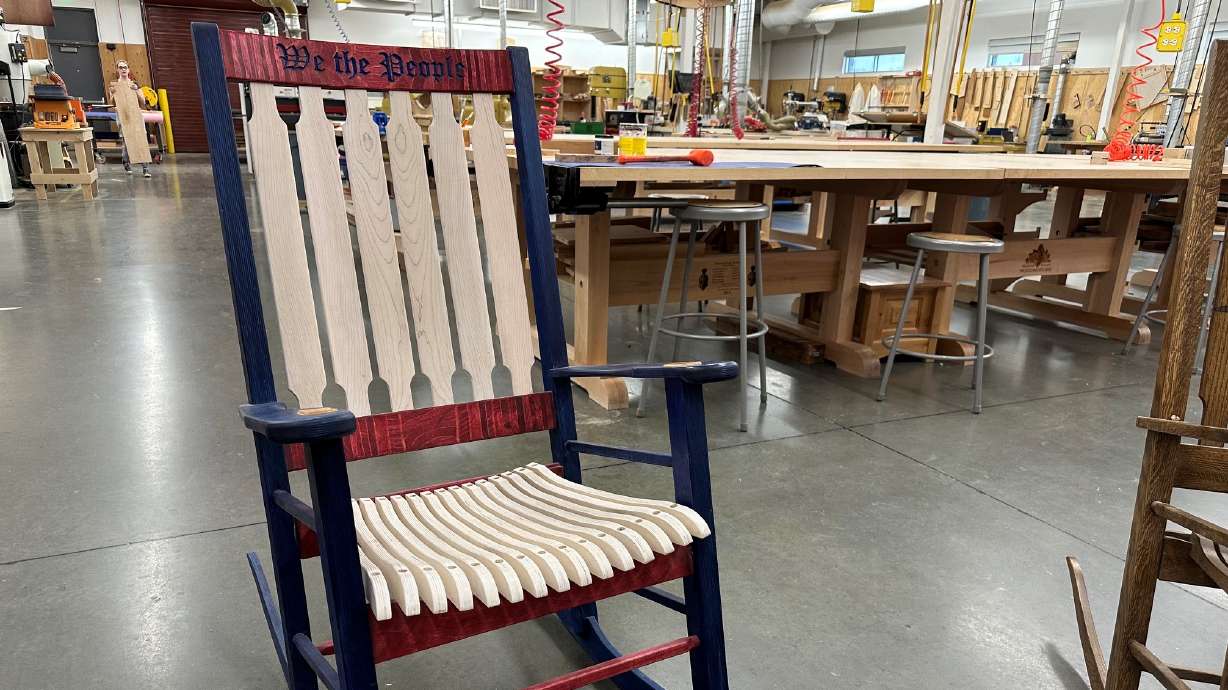 Original "We the People" Rocking Chair built by shop teacher Steven Tanner, the one Justice Sonia Sotomayor saw during her visit. A visit from Sotomayor to a Herriman high school has turned into an unforgettable project for a shop teacher and his student woodworkers.