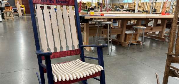 High school shop class building rocking chair for Supreme Court Justice Sonia Sotomayor