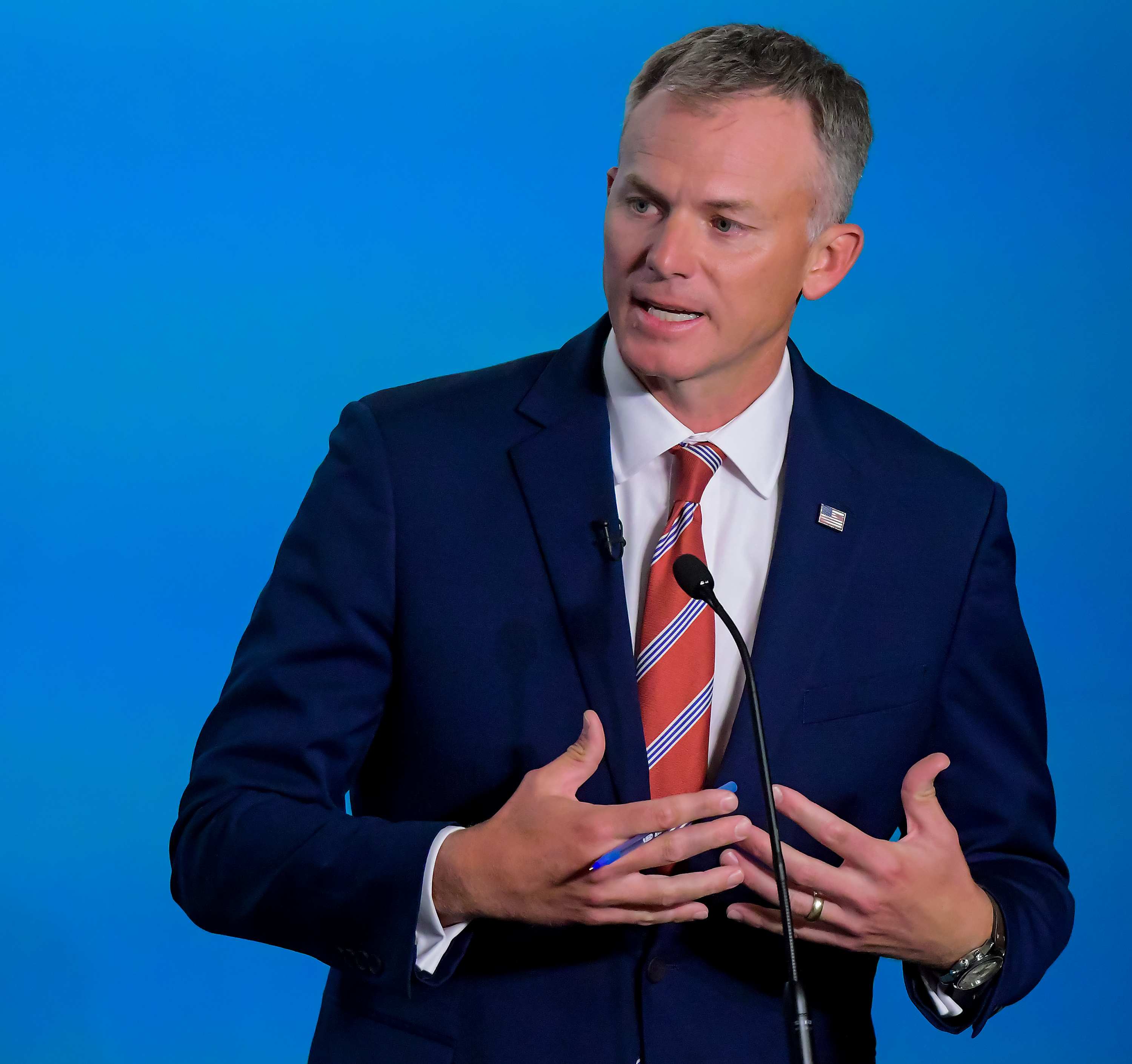 Candidate for Utah’s 2nd Congressional District, Rep. Blake Moore, R-Utah, participates in a debate Tuesday in Logan.