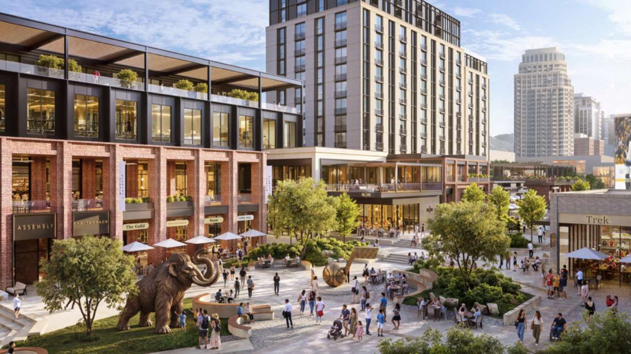Smith Entertainment Group's and Salt Lake County's plans for the "sports, entertainment, culture and convention district" in downtown Salt Lake City. Construction is expected to begin next year.