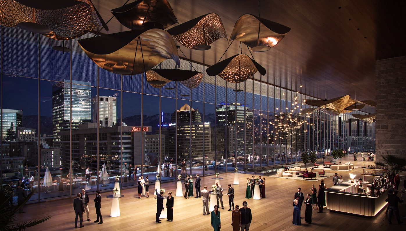 A rendering of the proposed interior of a new Salt Palace Convention Center in Salt Lake City.