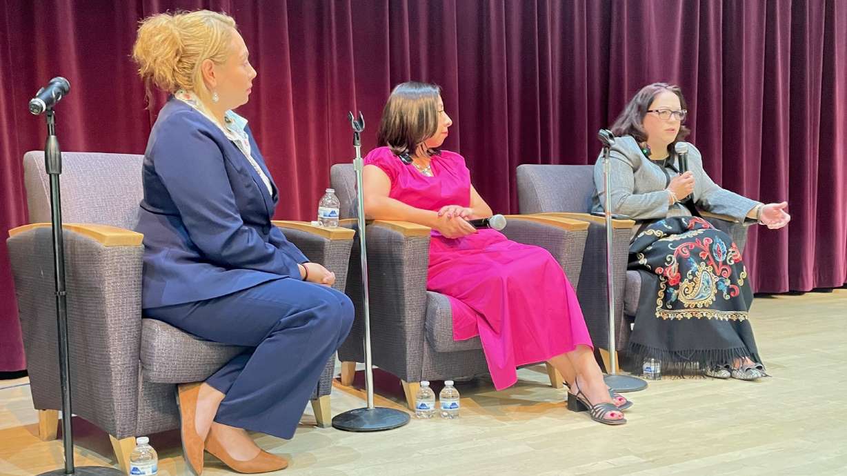Utah Sen. Luz Escamilla, right, and two other Latina leaders addressed a Hispanic Heritage Month event in Ogden on Wednesday, focusing on what drives them and stressing the importance of political involvement.