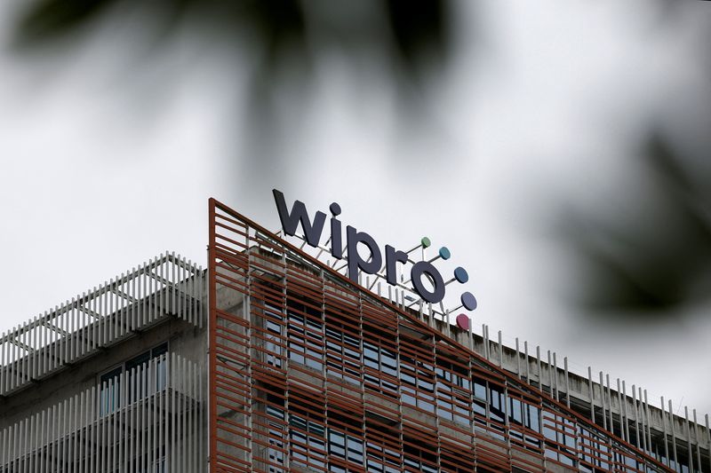 The logo of Wipro is displayed inside its premises in Bengaluru, India, August 13, 2025.