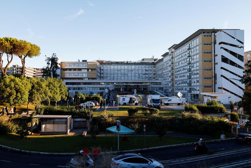 The exterior of Gemelli Hospital after the Vatican said Pope Leo had been diagnosed with lung cancer after surgeons removed a part of his right lung, in Rome, Italy, October 14, 2026.