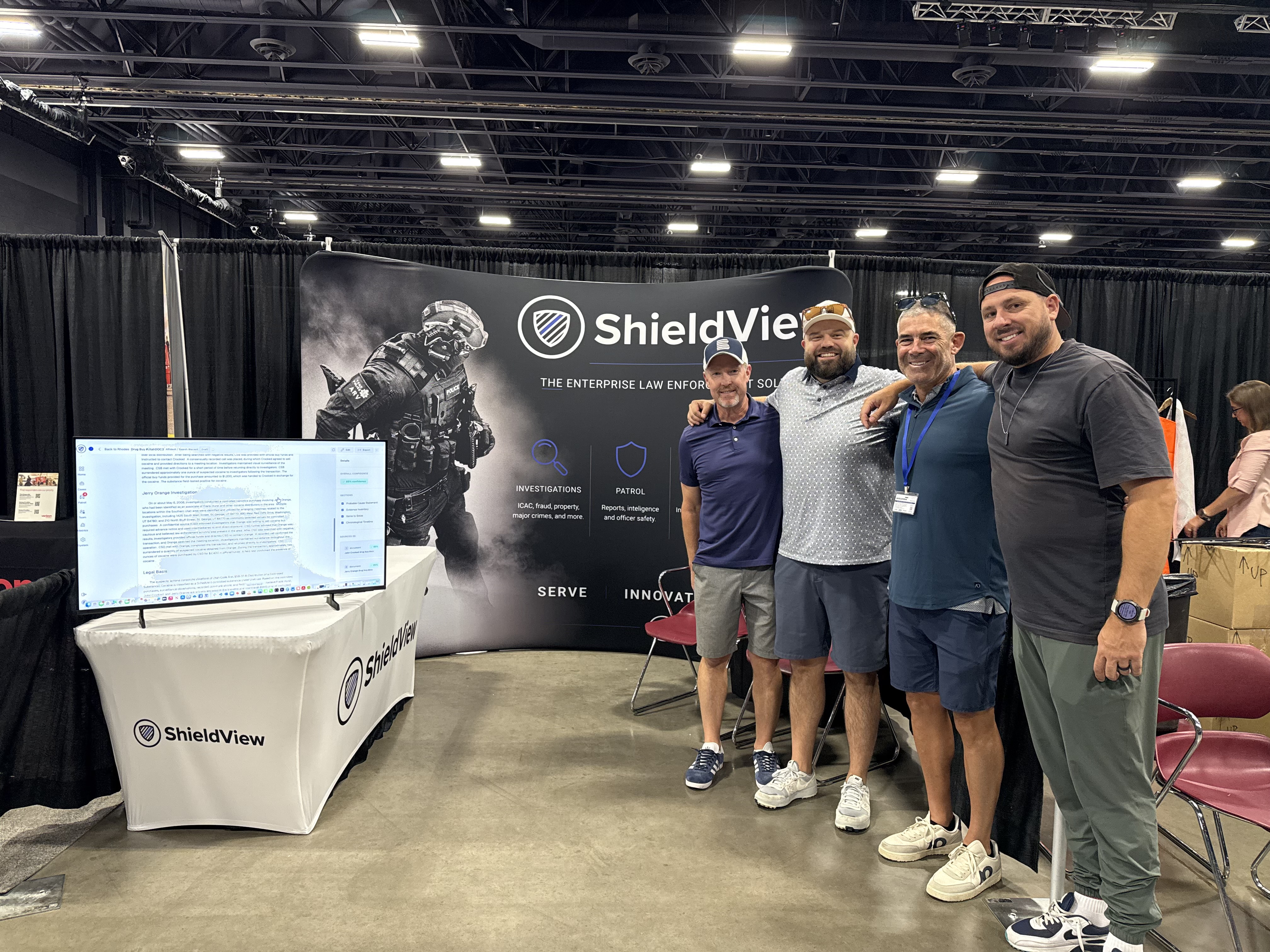 Bryan Zinn, Chase Cutler, Jonathon Ord and Mike Hawker, of ShieldView, at their booth at the Utah Sheriff Association Conference.